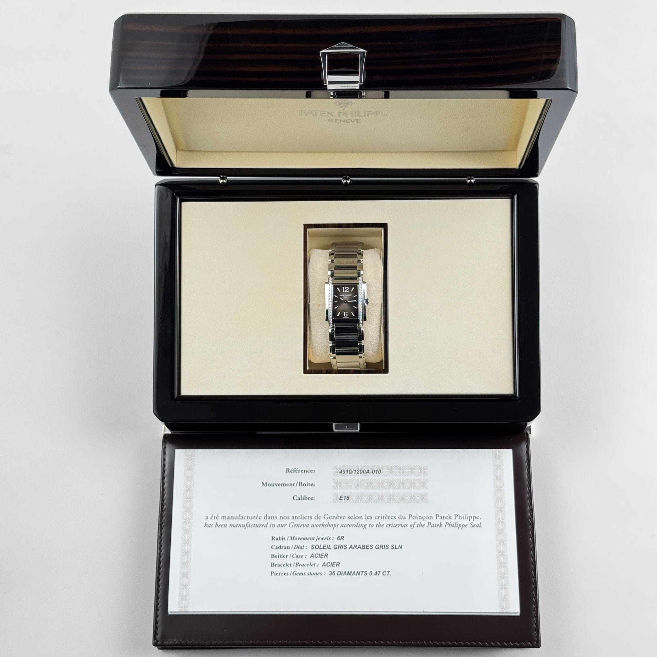 Patek Philippe Twenty-4 4910/1200A-010 'Ladies' Stainless Steel Gray Dial Diamond Bezel Quartz