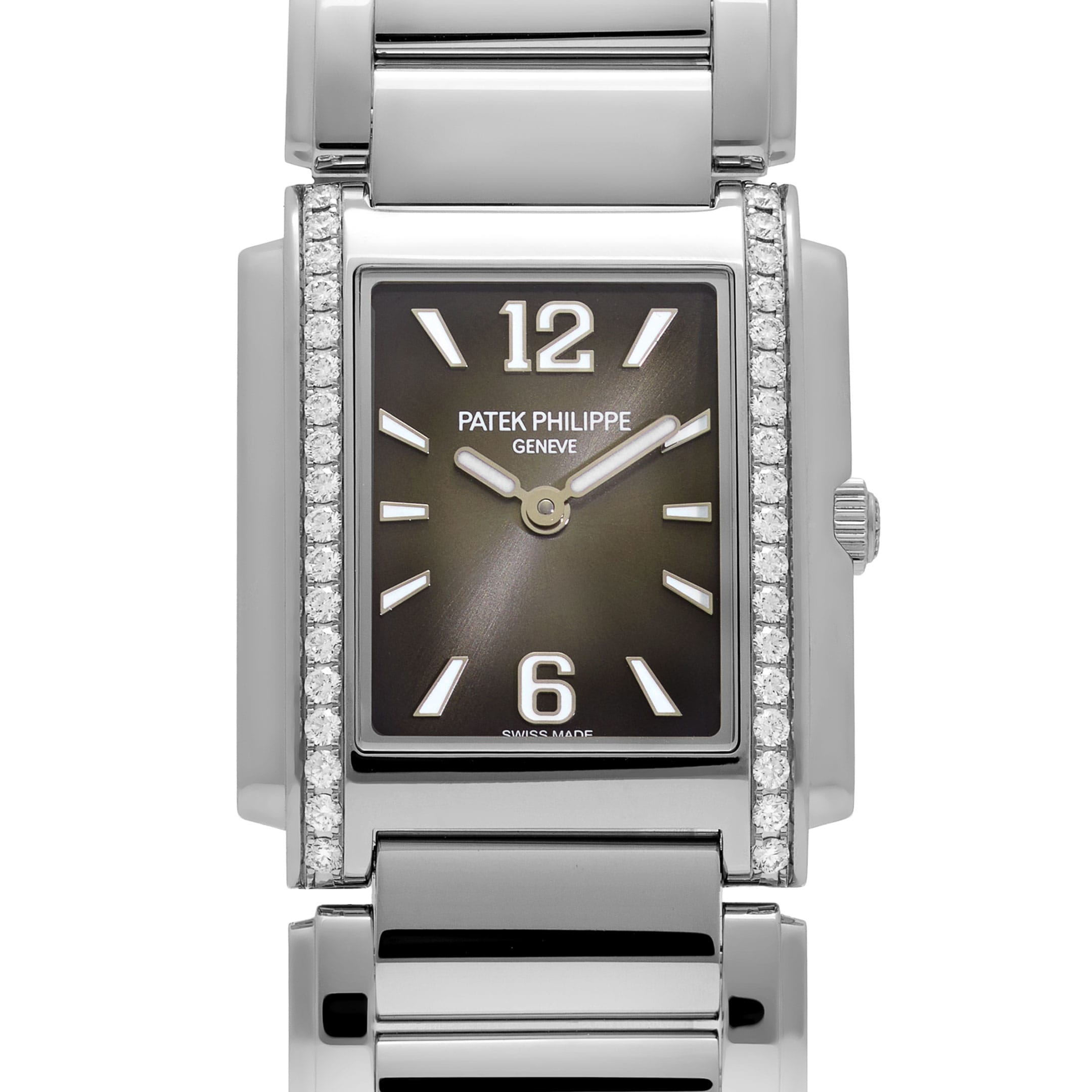 Patek Philippe Twenty-4 4910/1200A-010 'Ladies' Stainless Steel Gray Dial Diamond Bezel Quartz