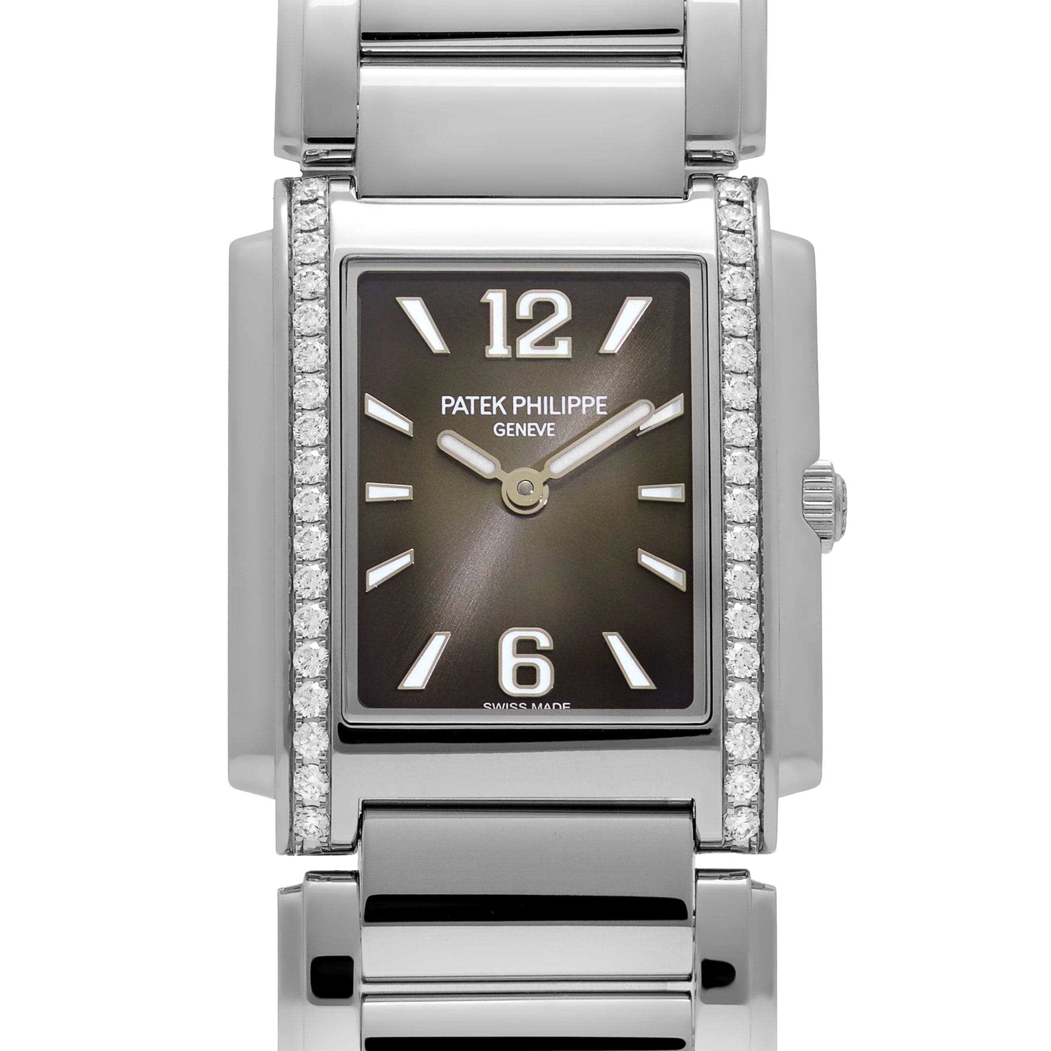 Patek Philippe Twenty-4 4910/1200A-010 'Ladies' Stainless Steel Gray Dial Diamond Bezel Quartz