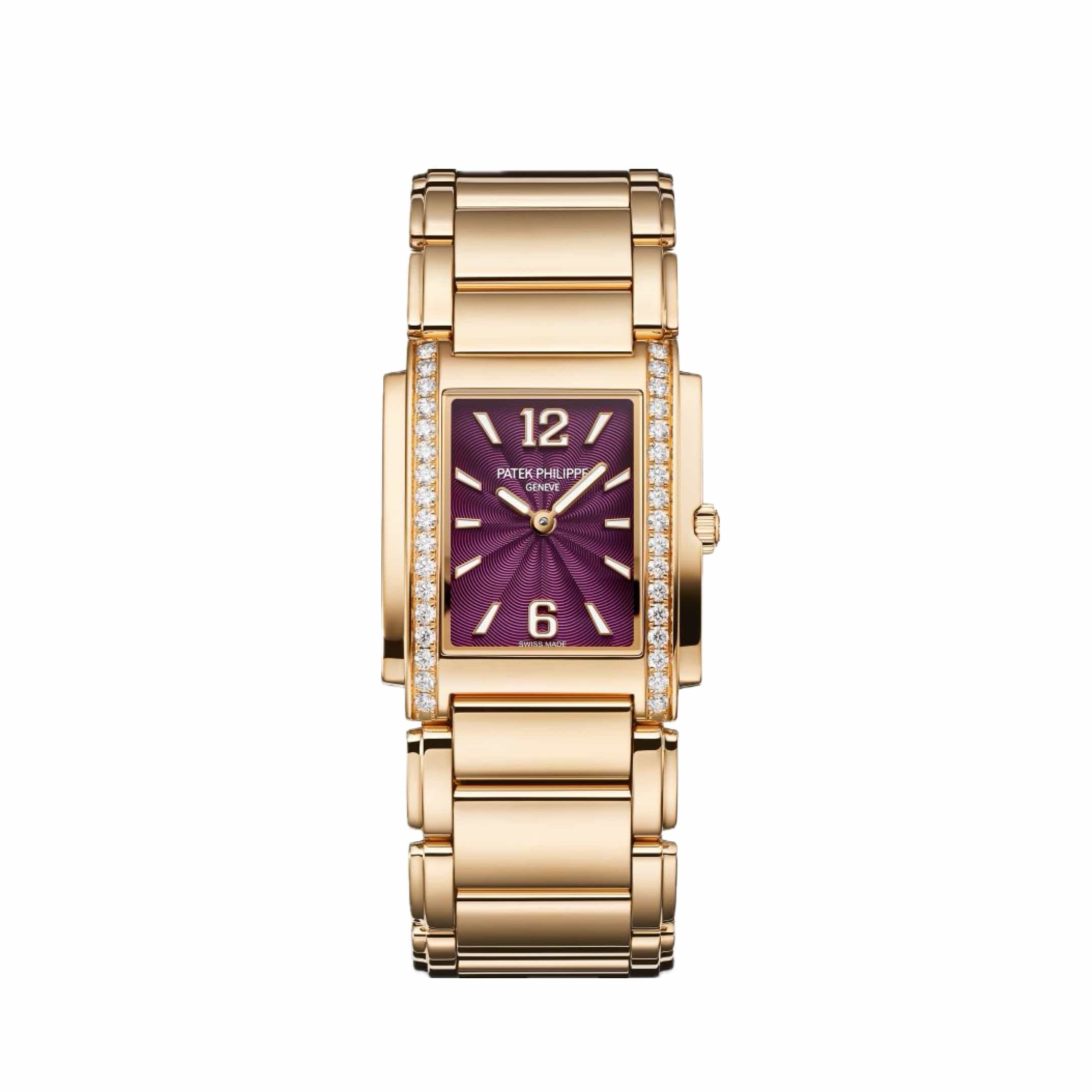 1201R-010 'Ladies' Quartz Rose Gold Purple Dial Diamond Bezel