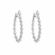 Pear-Shaped Diamond Hoop Earrings in White Gold