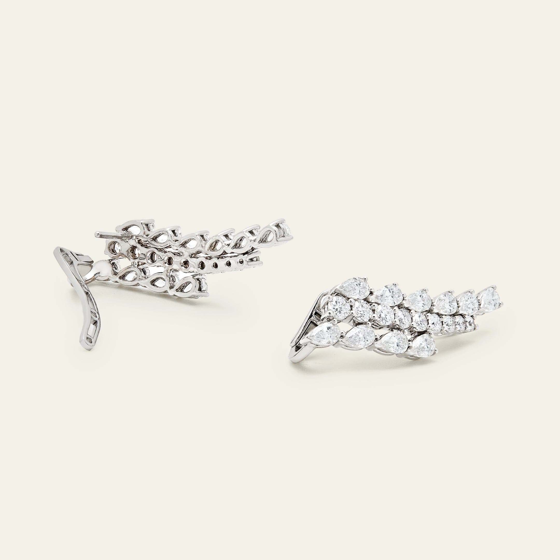 Pear-Shaped Diamond Wing Ear Climbers