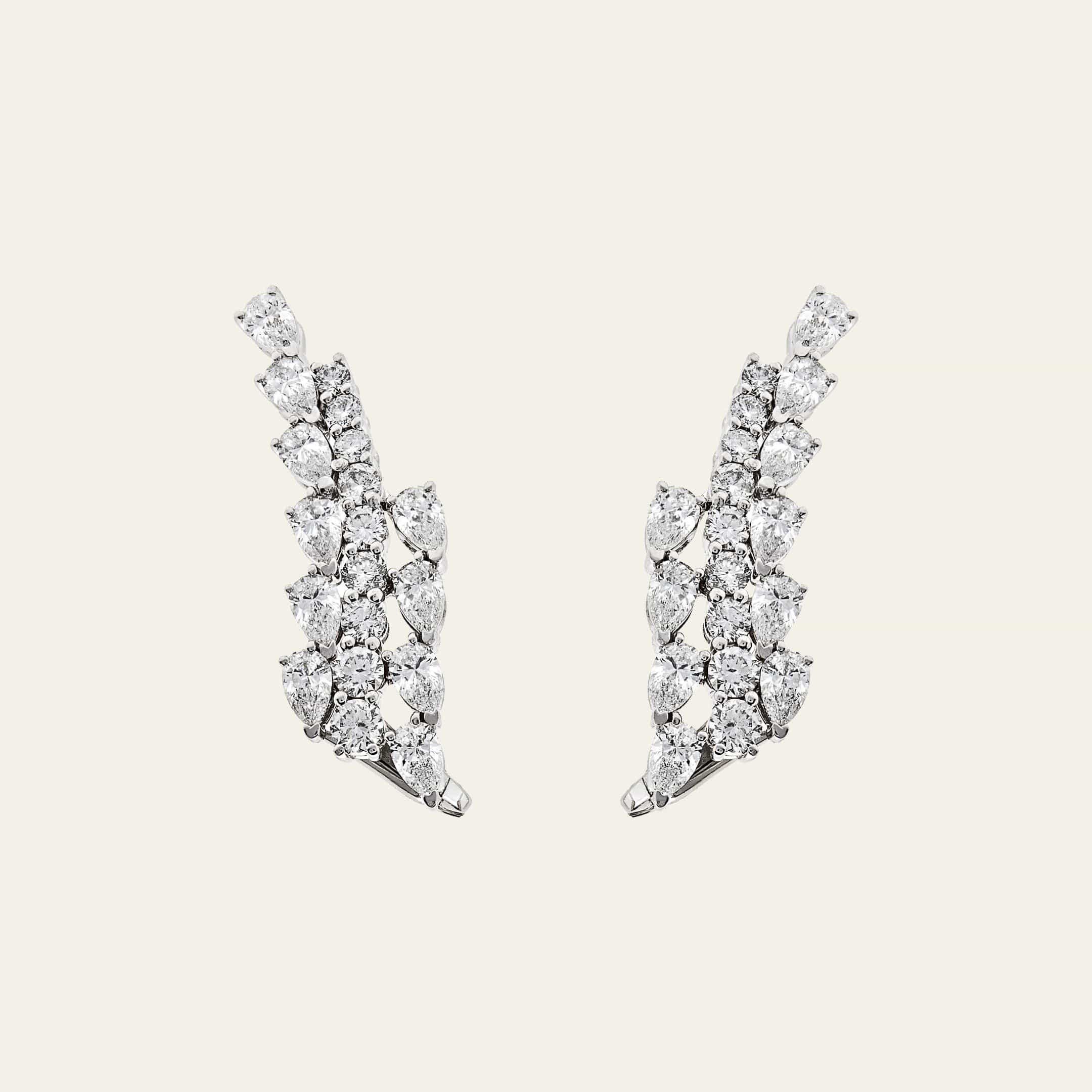 Pear-Shaped Diamond Wing Ear Climbers