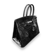 Hermès Birkin 35 Noir Crocodile Palladium Hardware