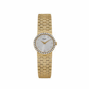 Piaget Dancer Traditional P10340 'Ladies' Yellow Gold Silver Diamond Dial Diamond Bezel Quartz