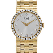 Piaget Dancer Traditional P10340 'Ladies' Yellow Gold Silver Diamond Dial Diamond Bezel Quartz