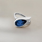 Mika Pinky Ring in White Gold with Pear Blue Sapphire