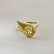 Mika Pinky Ring in Yellow Gold with Pear Yellow Sapphire