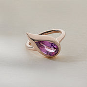 Mika Pinky Ring in Yellow Gold with Pear Pink Sapphire