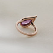 Mika Pinky Ring in Yellow Gold with Pear Pink Sapphire