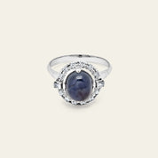 Platinum Antique Sapphire and Diamond Ring
