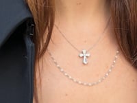 Kite Shape Platinum Diamond Cross Pendant Necklace