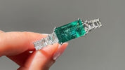 10 Carat Colombian Emerald & Cadillac Diamond Double Ring