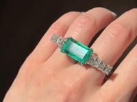 10 Carat Colombian Emerald & Cadillac Diamond Double Ring