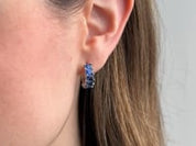 Emerald-Cut Blue Sapphire Hoop Earrings
