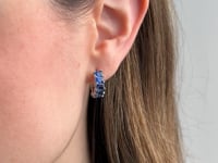Emerald-Cut Blue Sapphire Hoop Earrings