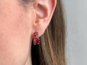 Emerald-Cut Ruby Hoop Earrings