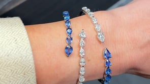 Pear-Shaped Diamond and Blue Sapphire Cuff Bracelet