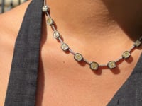 Black Enamel Knife Edge Yellow Diamond Necklace