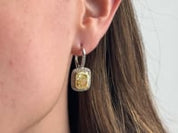 Cushion-Cut Fancy Yellow Diamond Earrings with Pave Halo