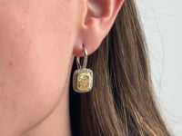 Cushion-Cut Fancy Yellow Diamond Earrings with Pave Halo