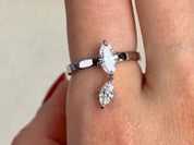 Celestia Diamond Drop Ring in White Gold