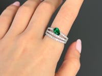 Diamond Ring With Pear-Shaped Emerald Accent