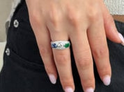 Diamond, Emerald & Sapphire Three-Stone Ring
