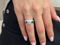 Diamond, Emerald & Sapphire Three-Stone Ring