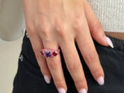 Sapphire & Ruby Three-Stone Ring