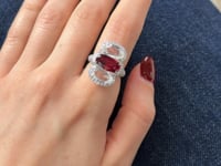 Ruby and Oval Rose-Cut Diamond Ring
