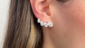 Graduating Pear-Shape Lab Diamond Ear Climbers