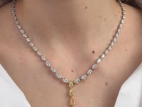 Pear-Shape White and Yellow Lab Diamond Necklace