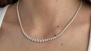 Riviera 7.3 Carat Graduated Diamond Tennis Necklace in Yellow Gold