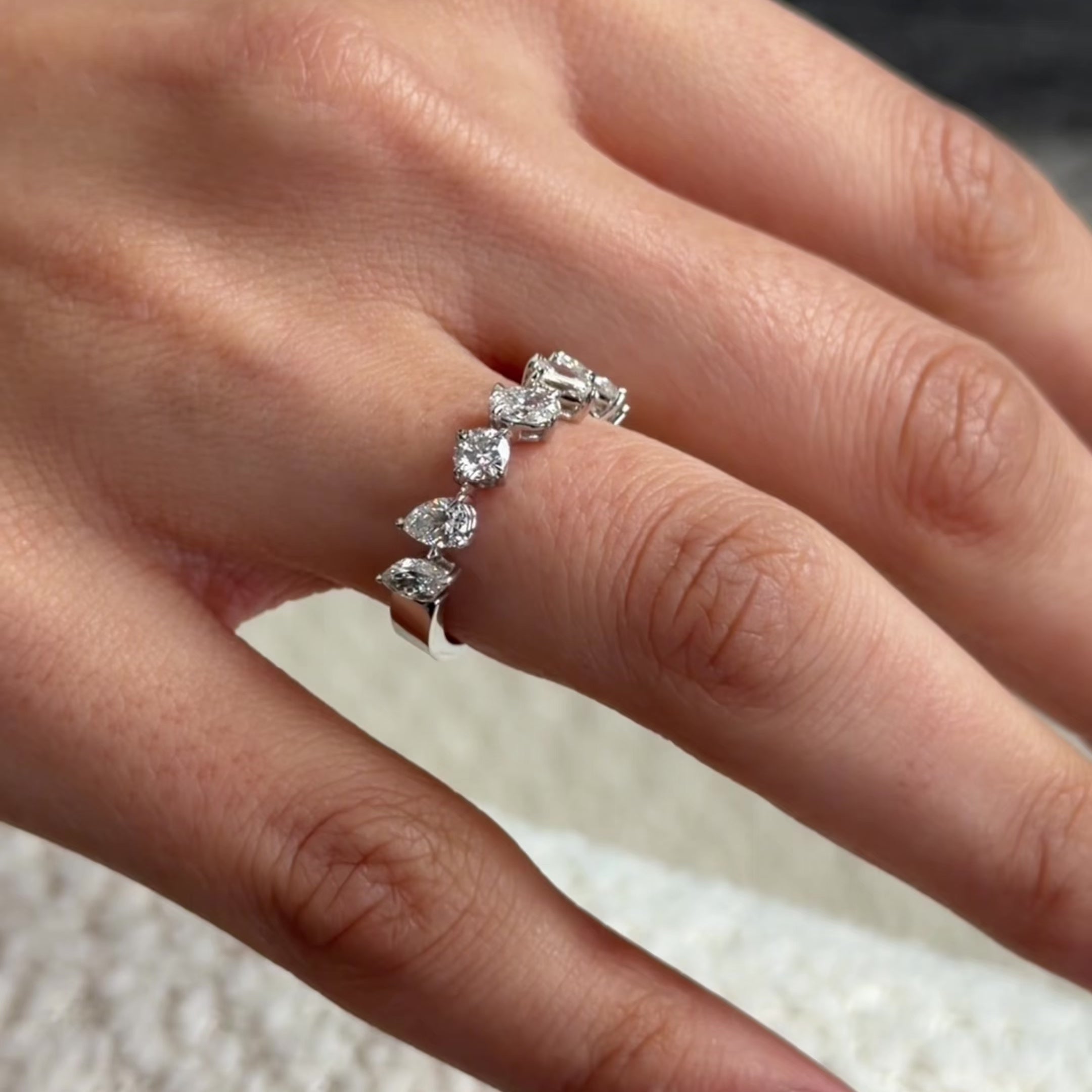 Multi-Shaped Diamond Halfway Band