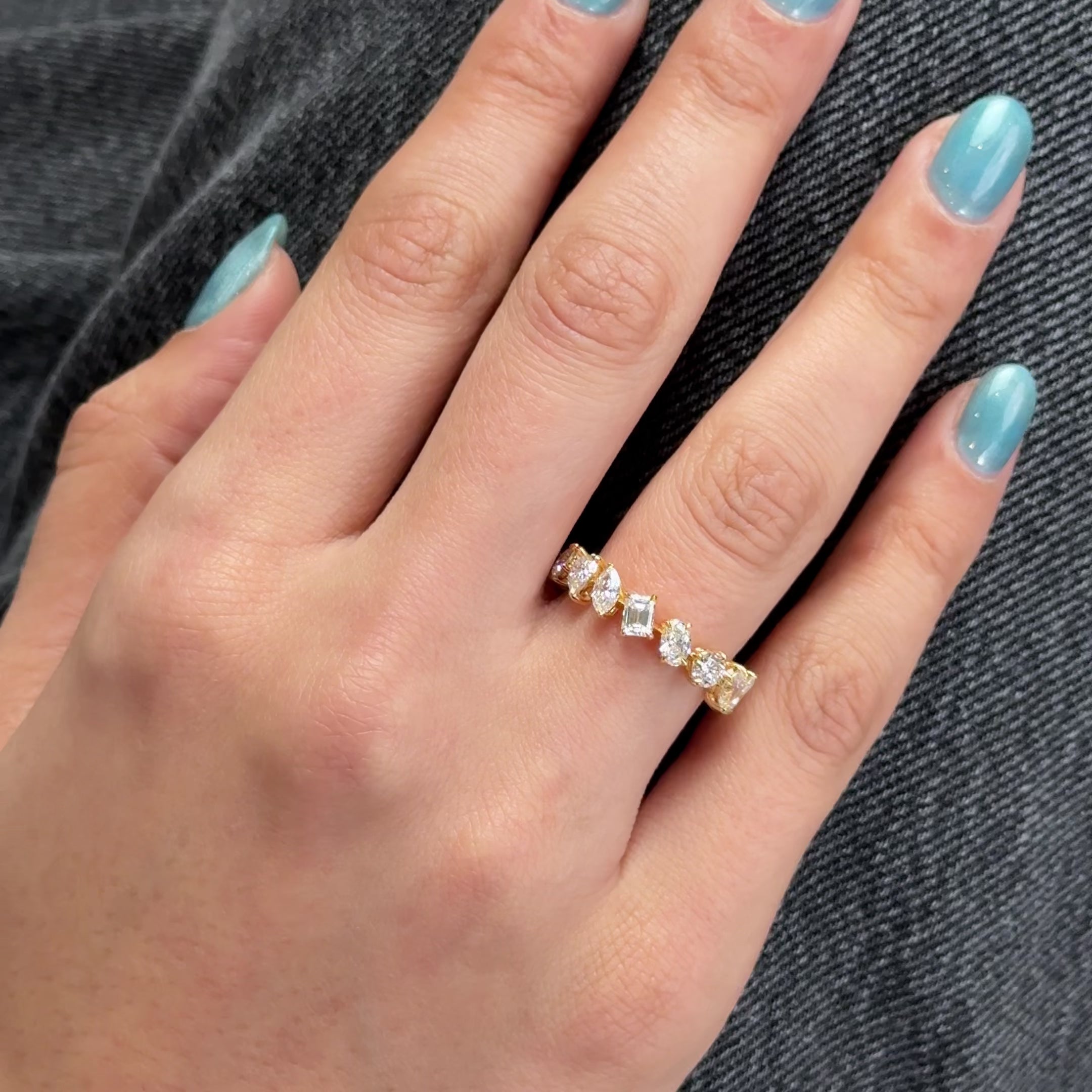 Yellow Gold Multi-Shaped Diamond Eternity Band