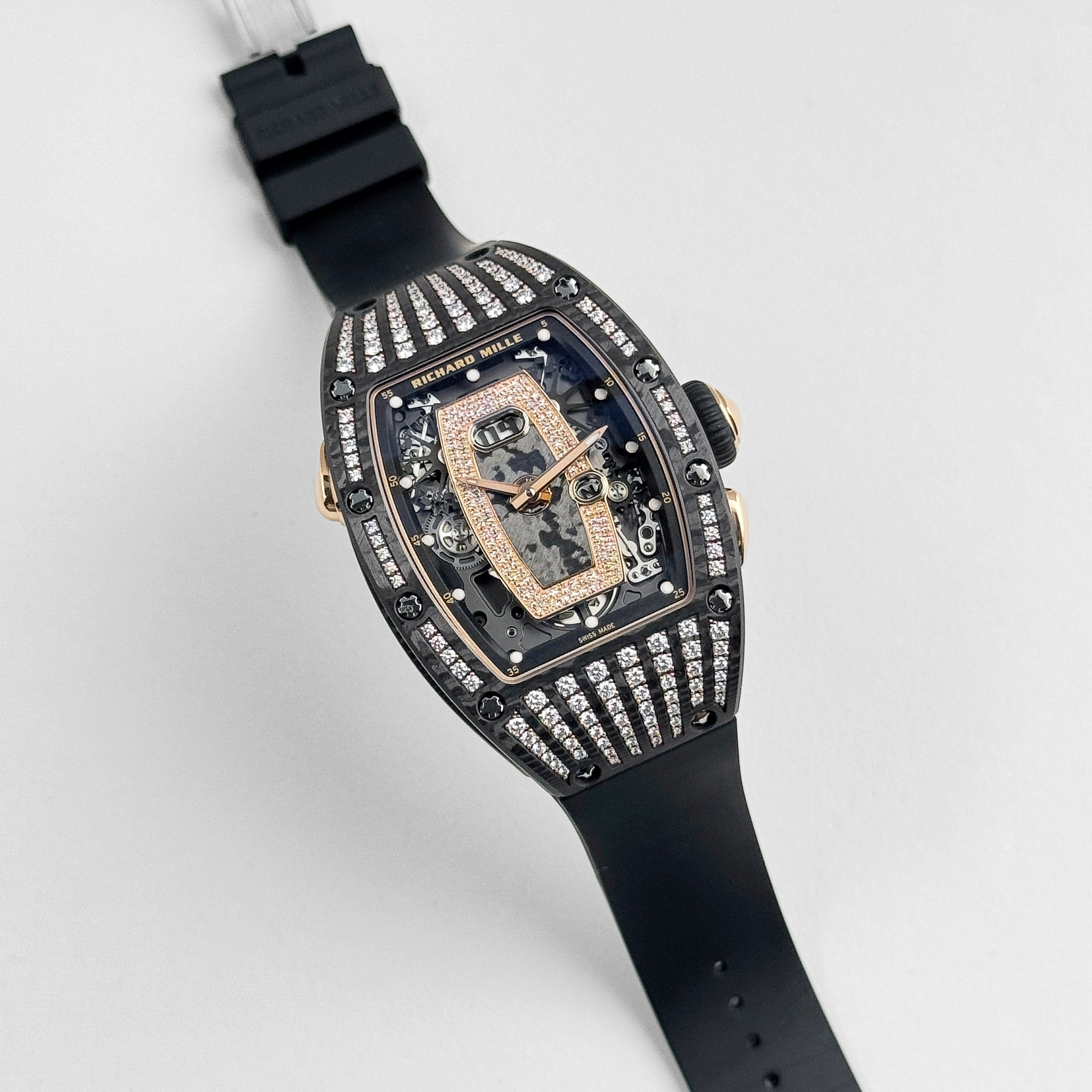 Richard Mille RM 037 'Ladies' Rose Gold Carbon TPT Diamond Set Skeleton Dial