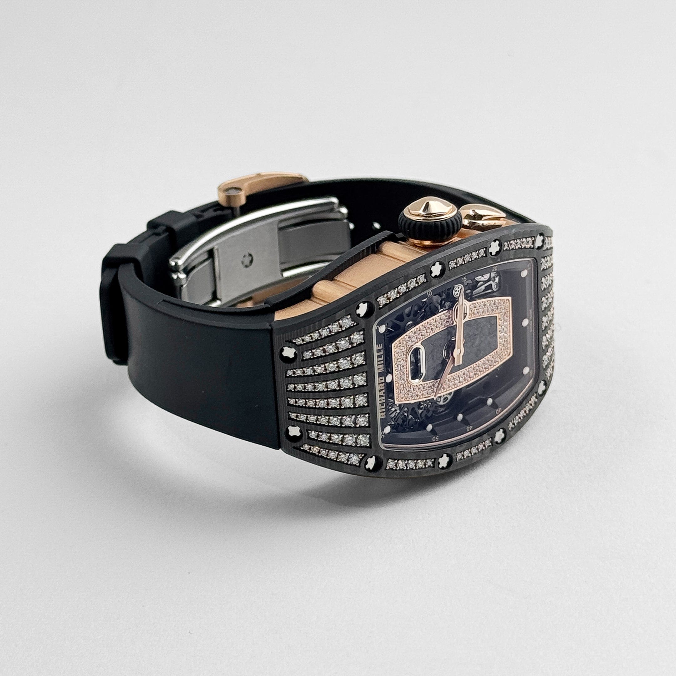Richard Mille RM 037 'Ladies' Rose Gold Carbon TPT Diamond Set Skeleton Dial