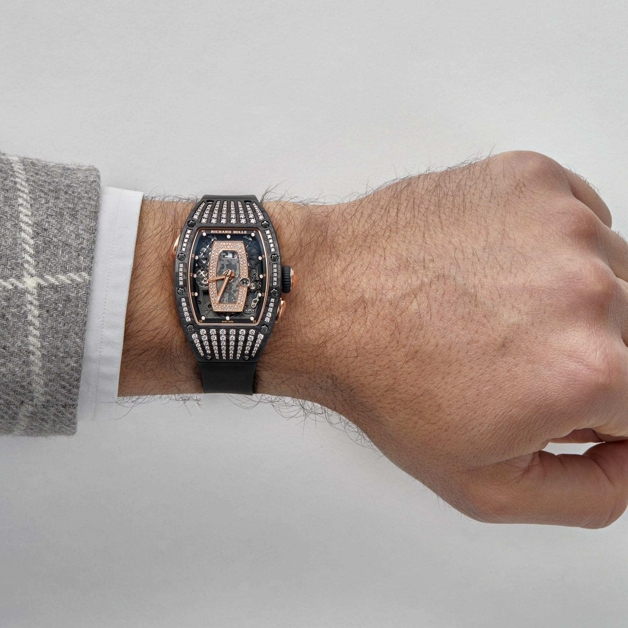 Richard Mille RM 037 'Ladies' Rose Gold Carbon TPT Diamond Set Skeleton Dial