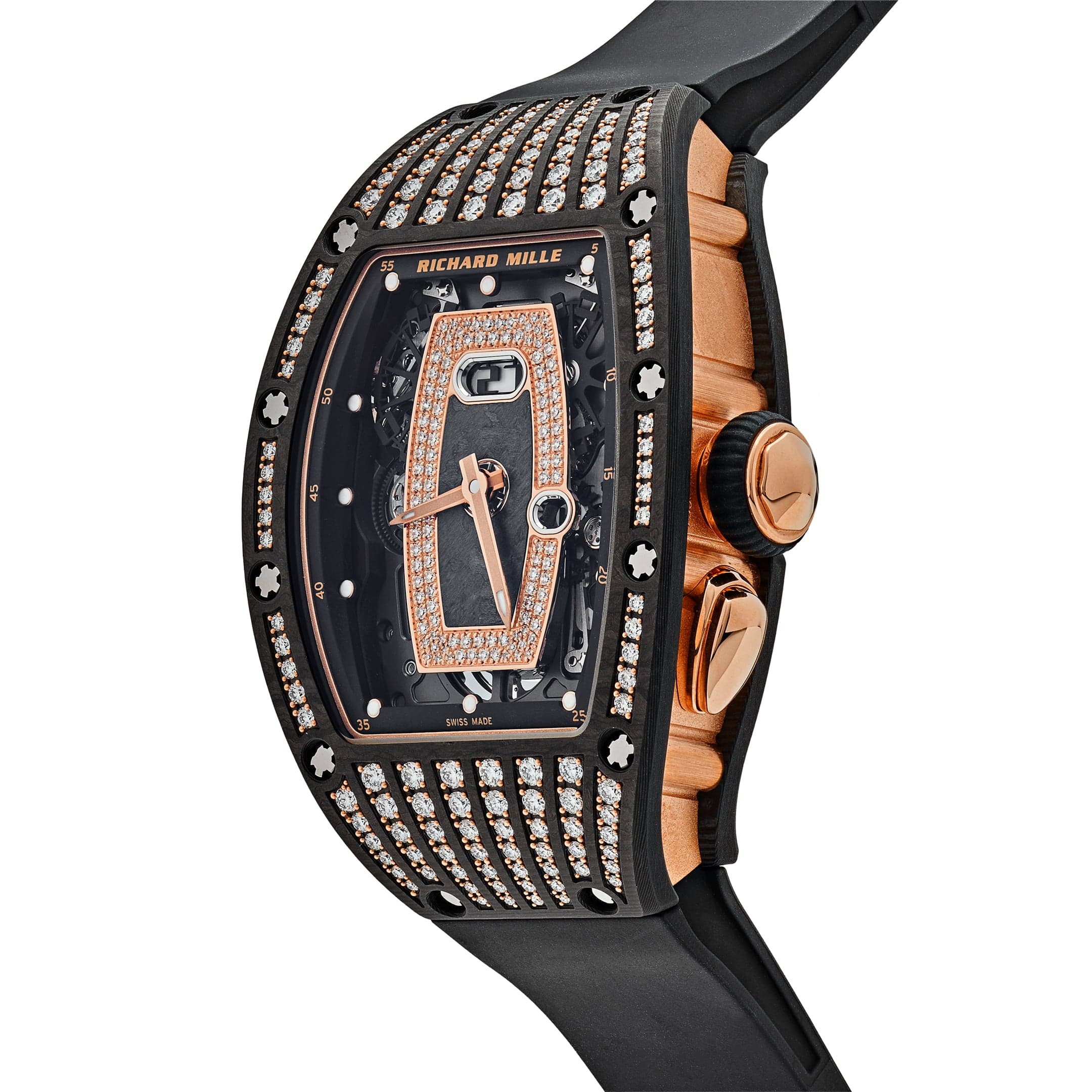 Luxury Watch Richard Mille  Rose Gold Carbon TPT Diamond Set RM 037 Wrist Aficionado