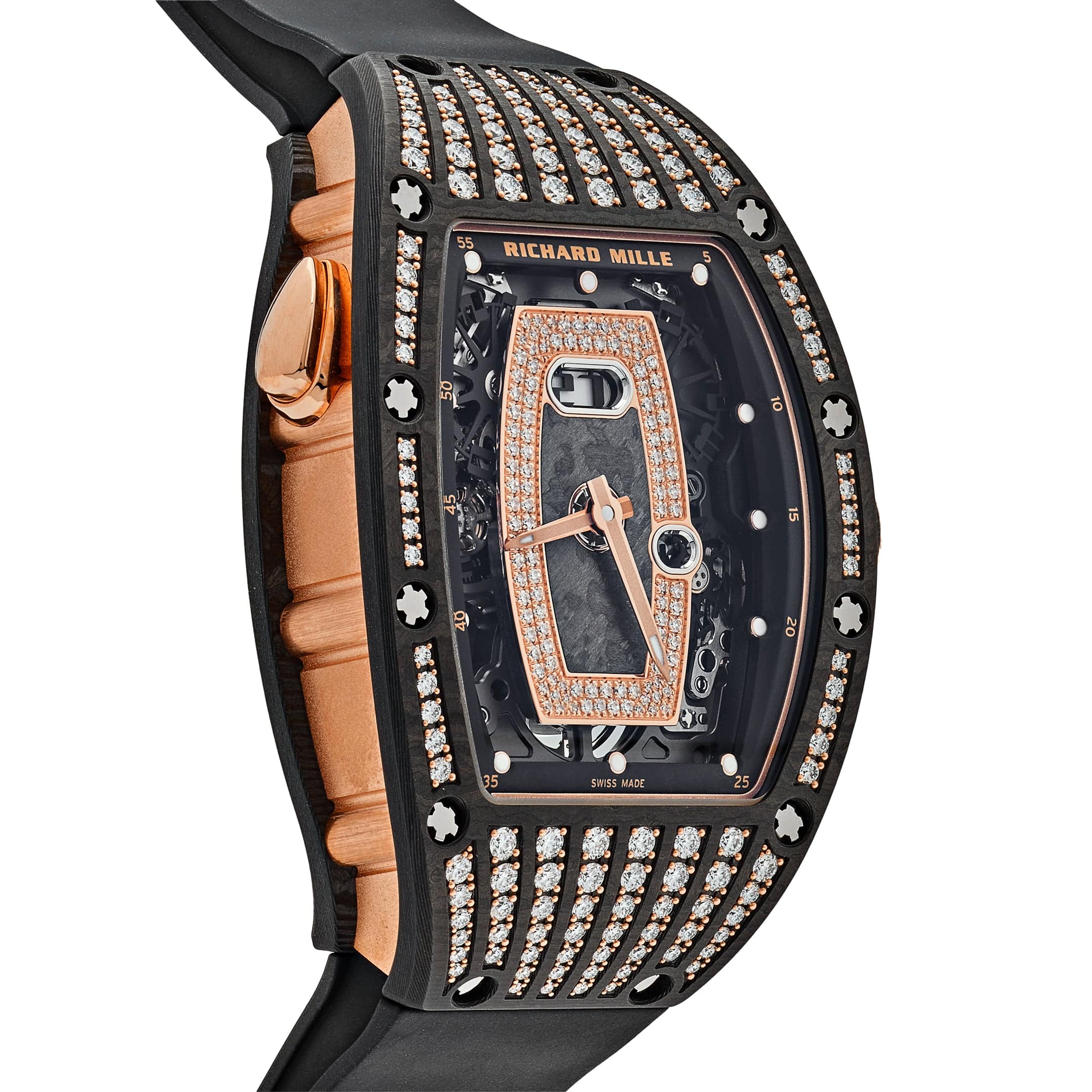 Richard Mille RM 037 'Ladies' Rose Gold Carbon TPT Diamond Set Skeleton Dial
