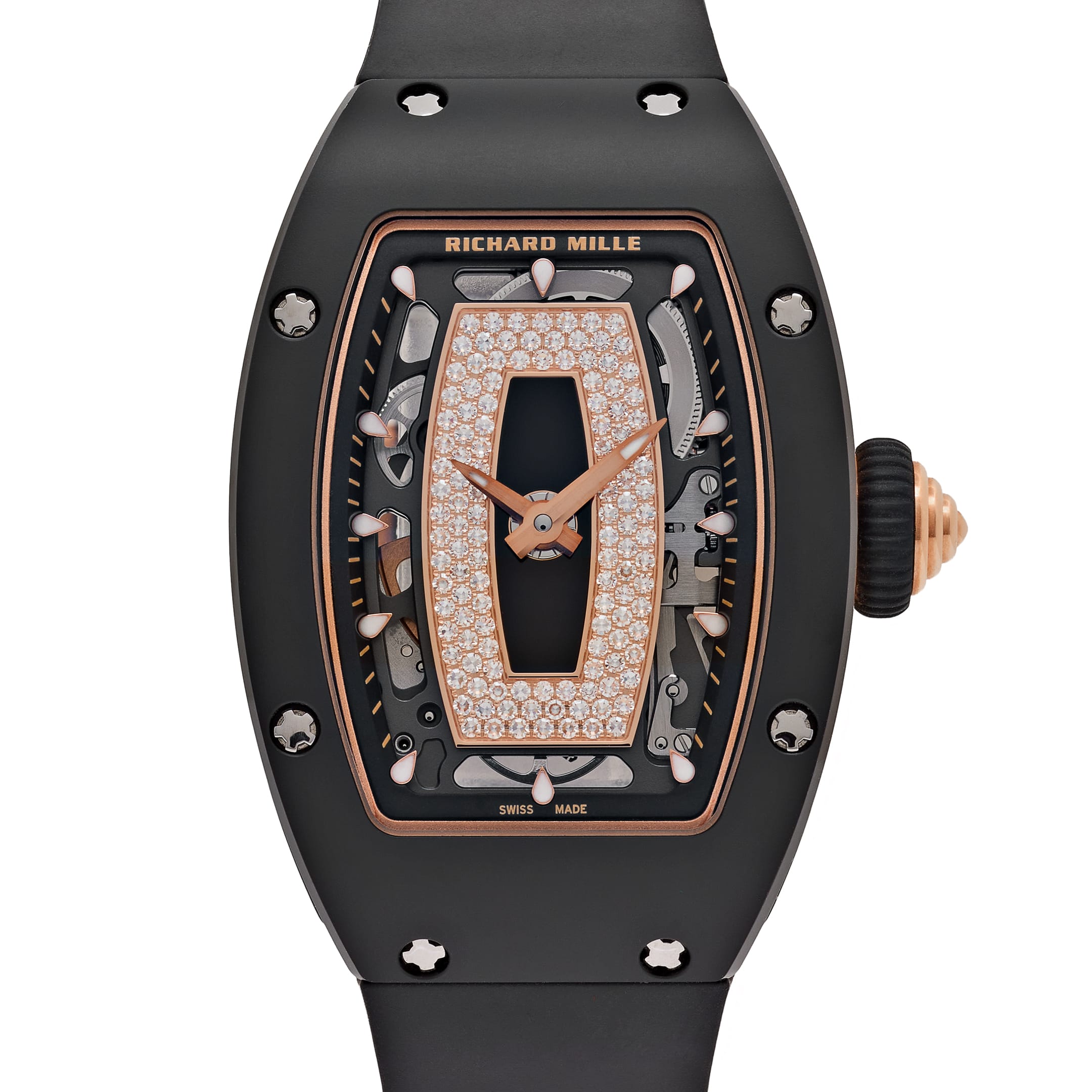 Richard Mille RM 07-01 'Ladies' Black Ceramic Rose Gold Diamond-Set Skeleton Dial (2020)