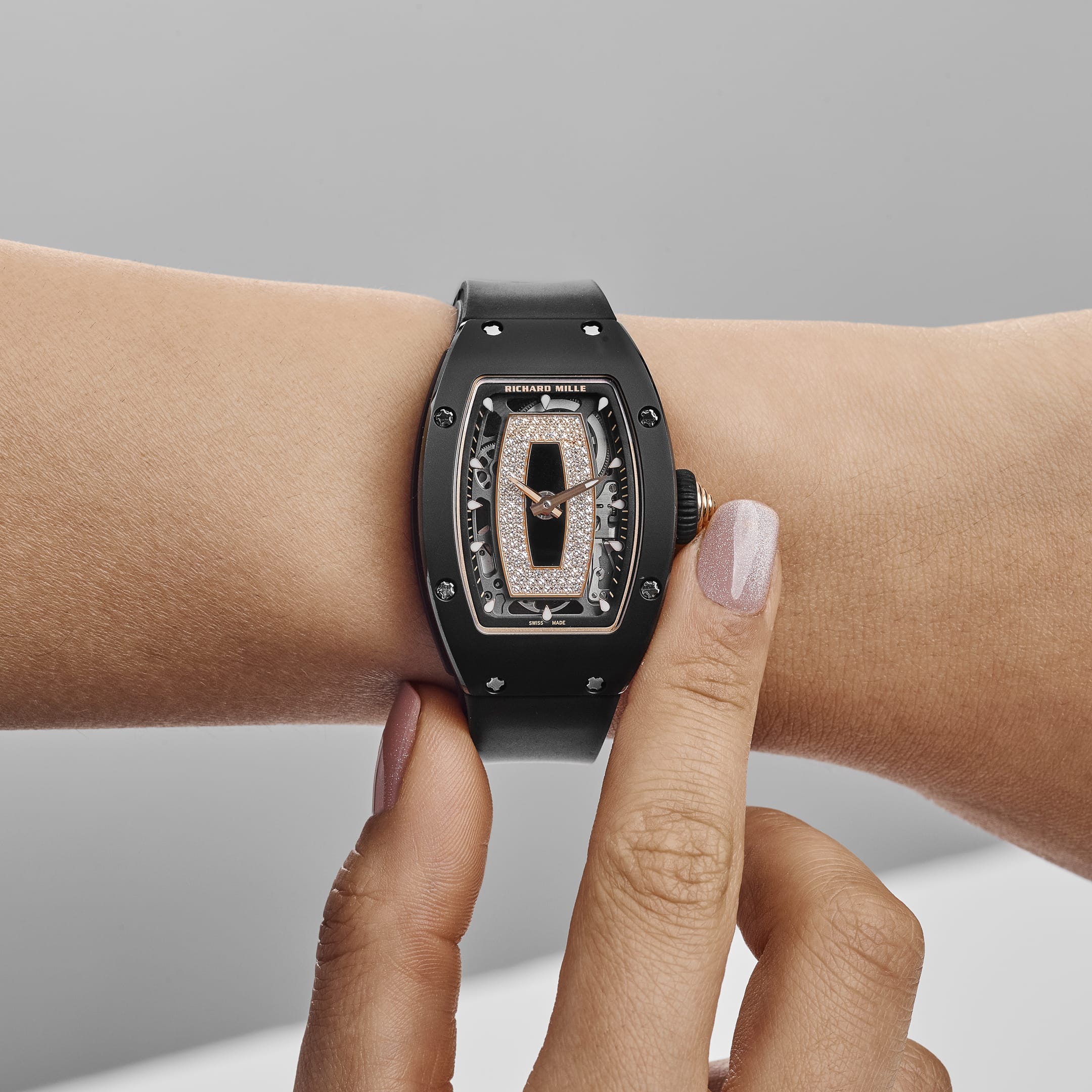 Richard Mille RM 07-01 'Ladies' Black Ceramic Rose Gold Diamond-Set Skeleton Dial (2020)