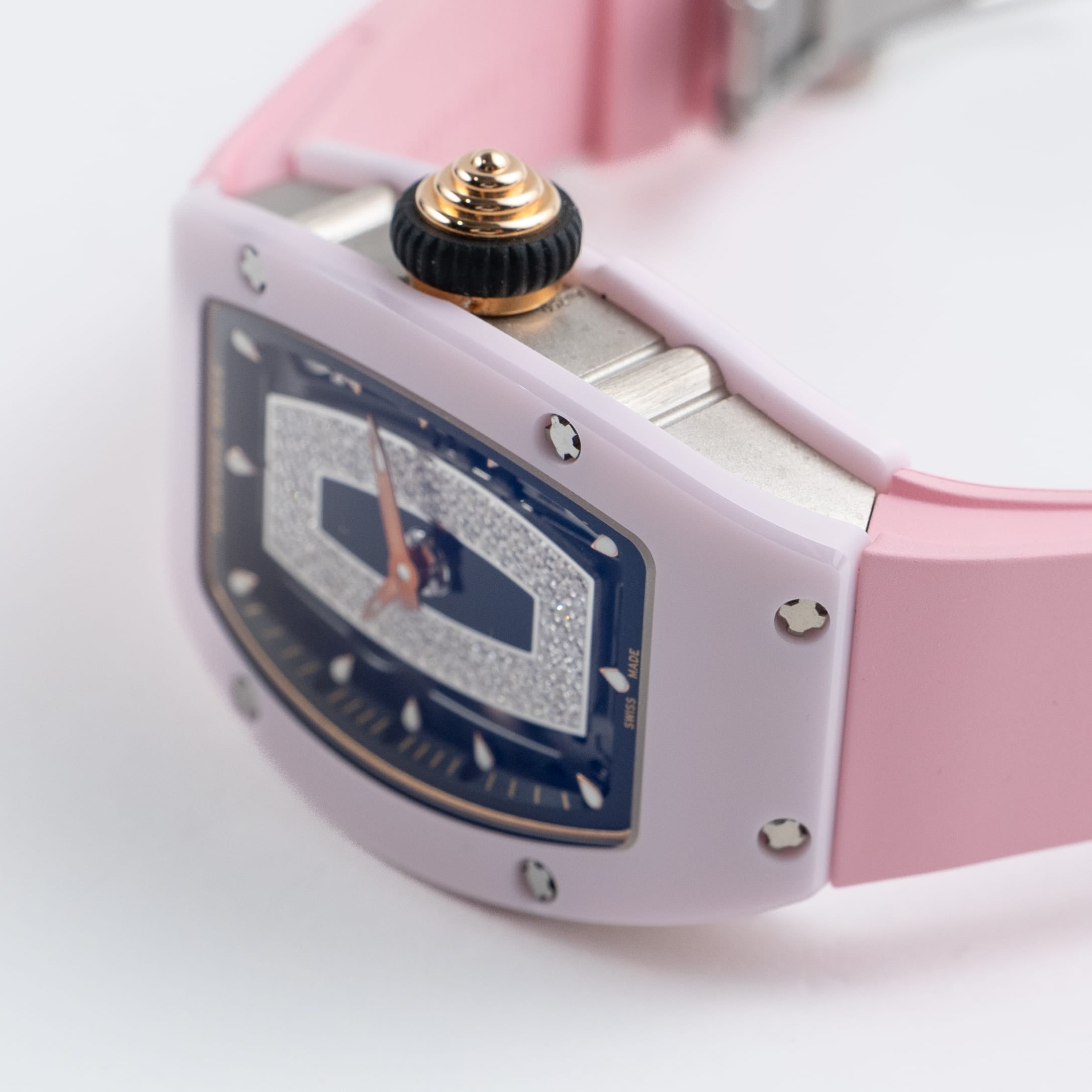 Richard Mille RM 07-01 'Ladies' Pink Ceramic White Gold Rose Gold Diamond-Set Skeleton Dial