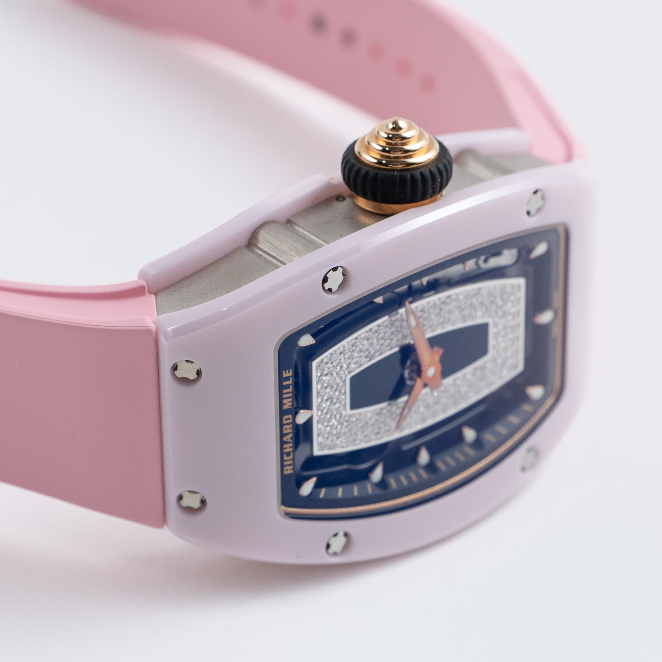 Richard Mille RM 07-01 'Ladies' Pink Ceramic White Gold Rose Gold Diamond-Set Skeleton Dial