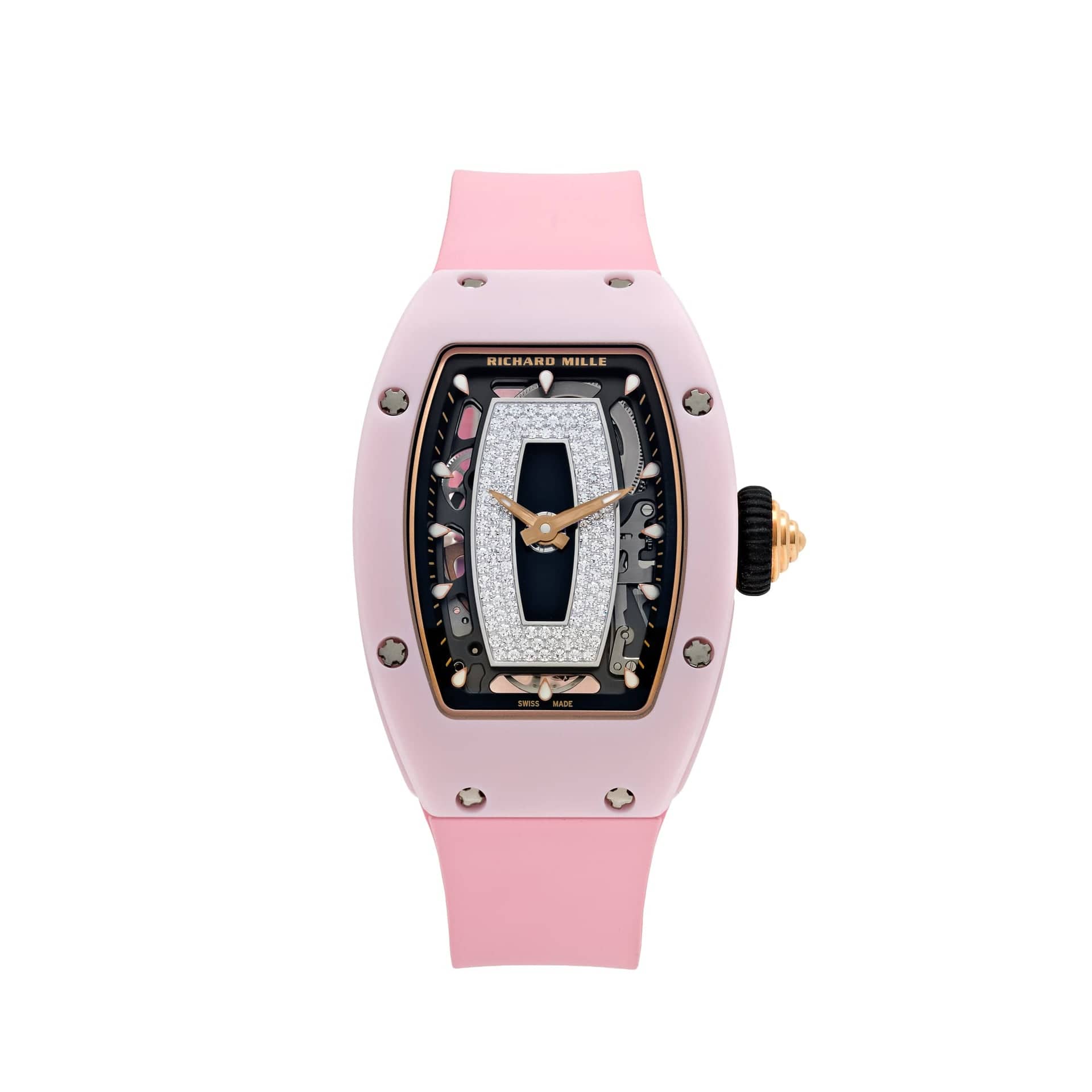 Richard Mille RM 07-01 'Ladies' Pink Ceramic White Gold Rose Gold Diamond-Set Skeleton Dial