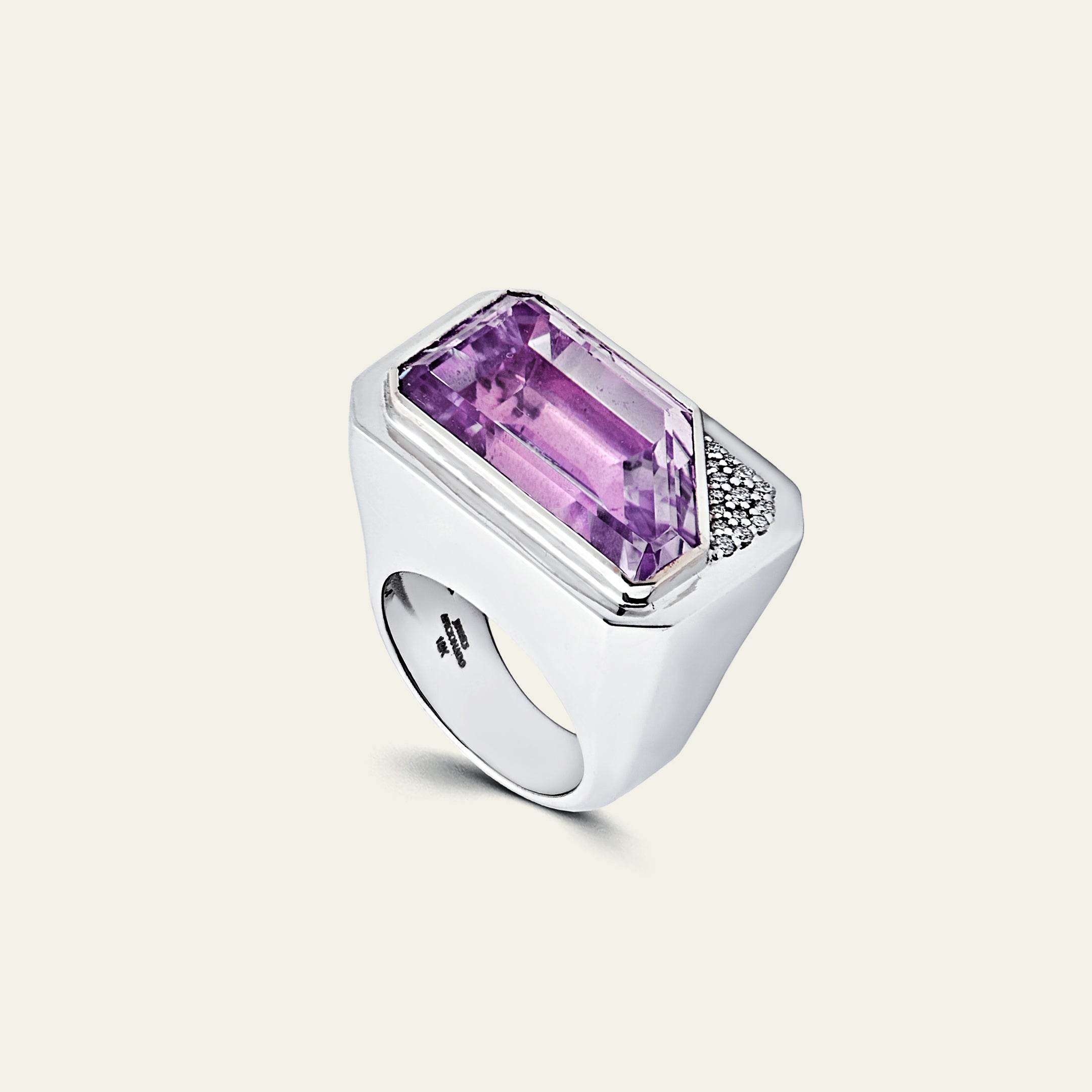 Solitaire Kunzite Ring