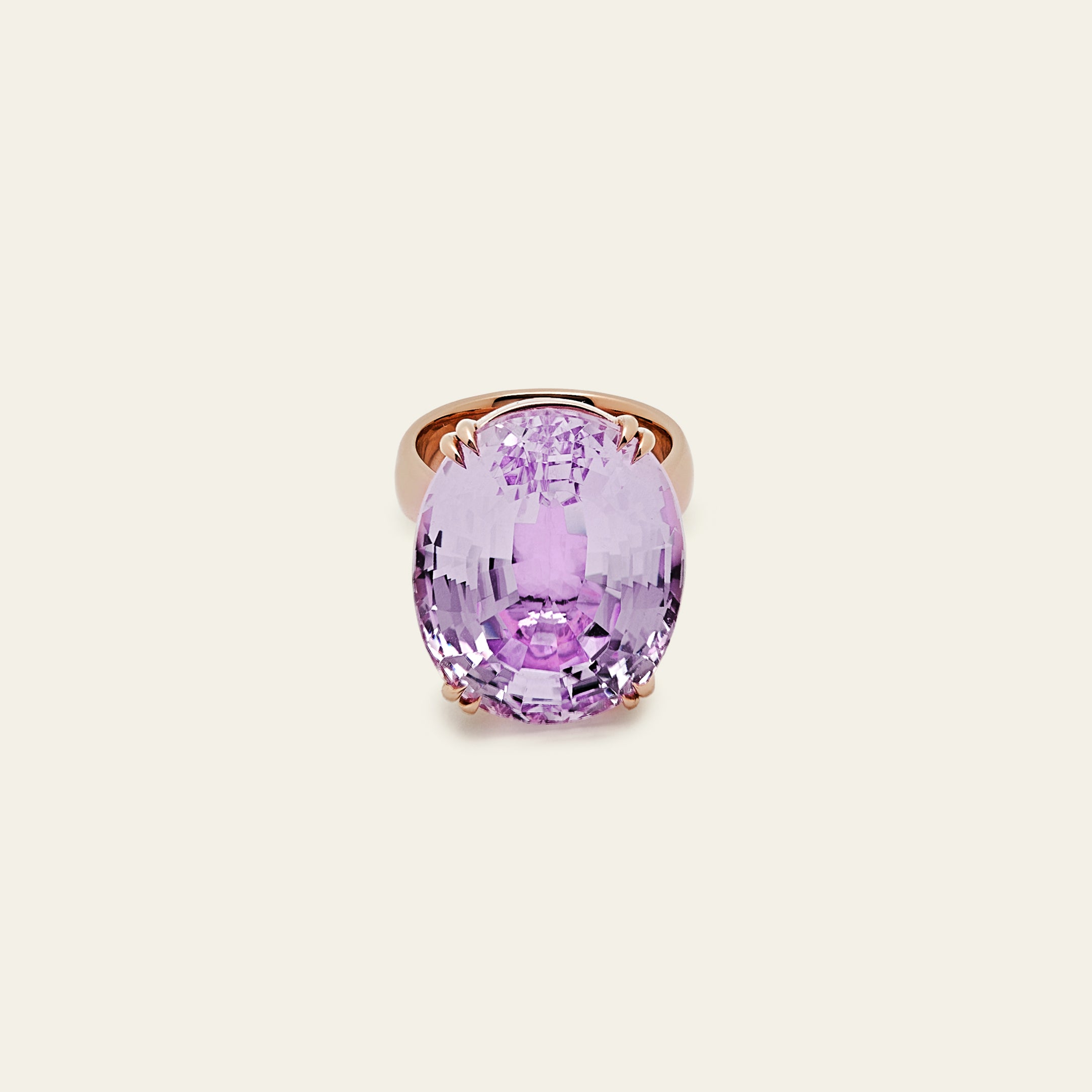 Solitaire Oval Kunzite Ring