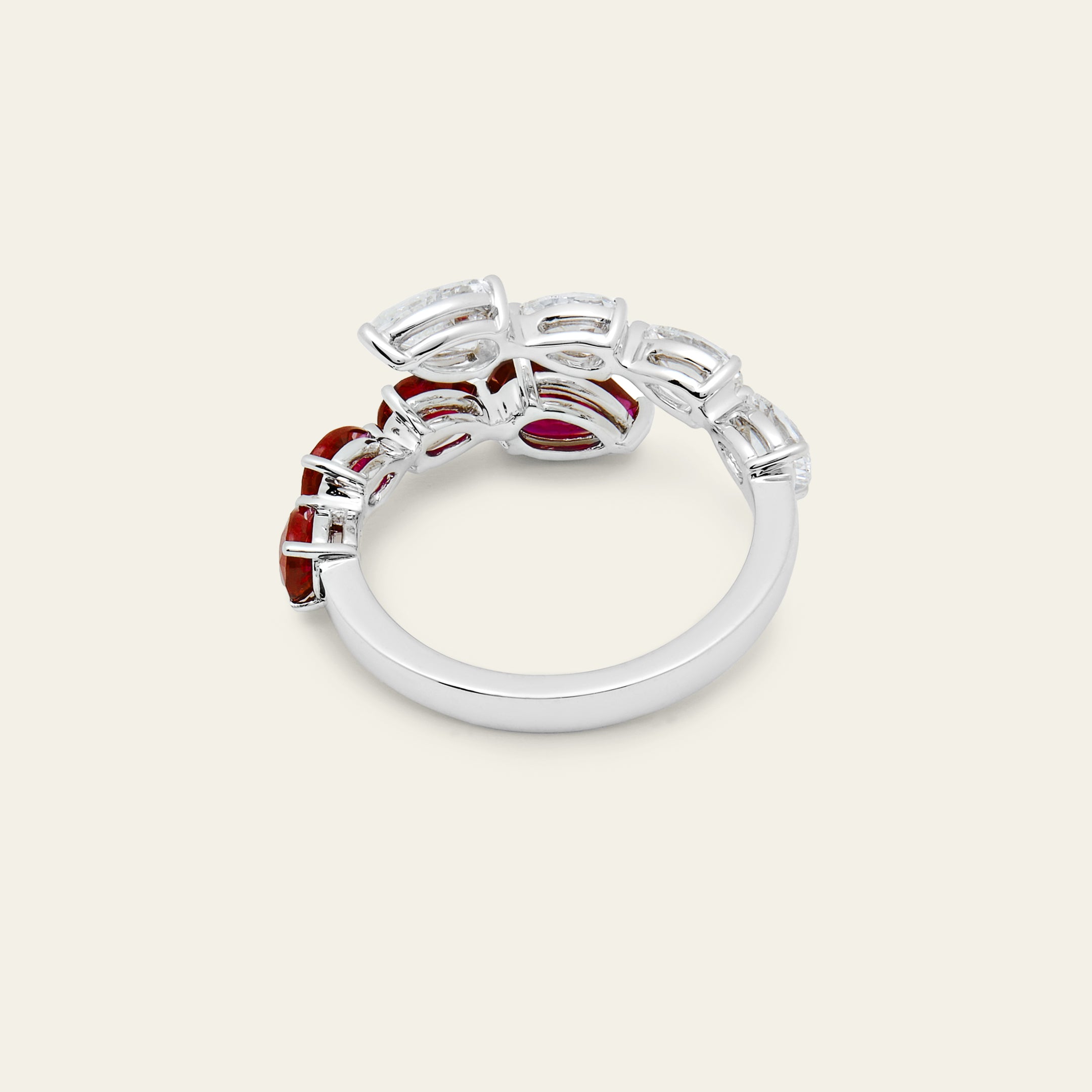 Diamond and Ruby Bypass Ring