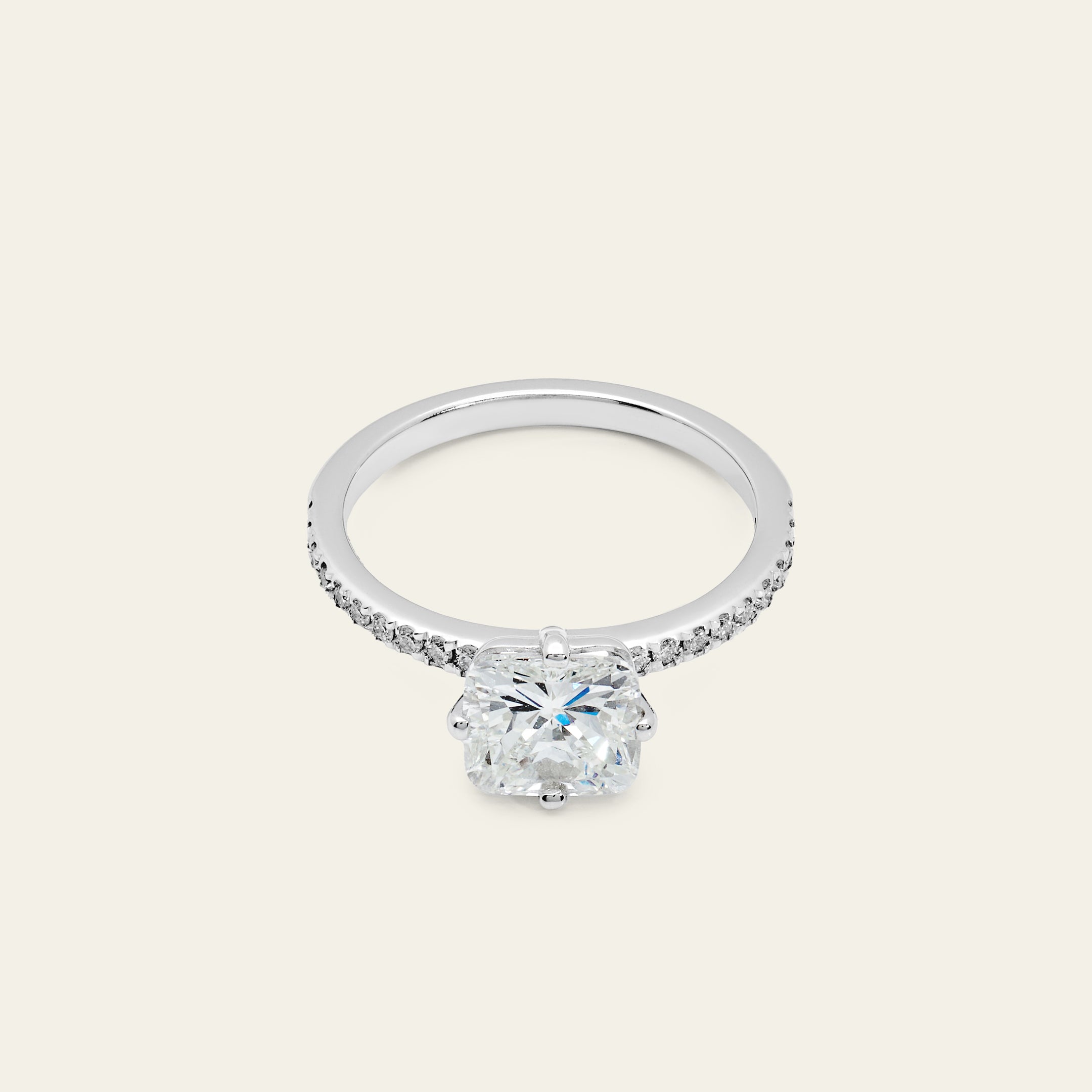 Cushion Cut Diamond White Gold Ring